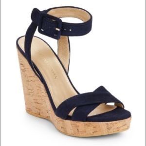 stuart weitzman anyway wedge in navy